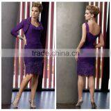 Two Piece Lace Knee Length Purple Formal Evenng Dress Patterns thumbnail-1