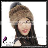 CX-C-239E New Arrive Luxury Top Quality Baggy Mink Fur Hat With Top Fur Ball Beret Beanie Hat Cap thumbnail-5