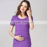 Wild Short Sleeve Nursing Clothes Scoop Neck Breastfeeding Clothing Cotton Maternity Mother Outdoor Tops thumbnail-5