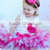 Wholesale Childrens Chiffon Clothes Baby Girls Tutu Skirts Cute Girls Skirt Ribbon Lace Details Hot Pink Girls Skirts thumbnail-1