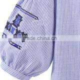 Zm50291b 2017 Summer New Style Women Clothes Embroidery Stripe Ladies Blouses thumbnail-2