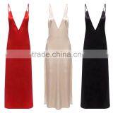 Sexy Silk Fabric Slit Satin Spaghetti Strap Long Dress Summer V Neck Party Evening Dresses 2017 thumbnail-6