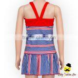 Fashion Children Summer Pink Waterproof Strap Striped H Design Bow Young Girl Swimwear Beach Top Clothes thumbnail-5