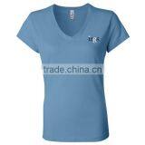 Pre-shrunk 100% Combed Ringspun Cotton, 30 Singles Ladies' Short Sleeve V-Neck T-Shirt thumbnail-4