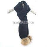Myfur 2016 Fashion Hot Selling Fashion Warm Cute Baby Knitting Scarf With Real Raccoon Fur Pom Pom thumbnail-1