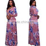 Ebay Hot Selling Cheap Women Contrast Color Chiffon Long Maxi Dress thumbnail-1