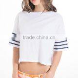 Custom OEM Tee Shirts Tailoring Contrast Color Modal t Shirt Crop Top Dongguan City Humen Clothing thumbnail-1