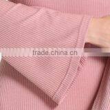 Hot Selling 100 Cotton Pink Skin Tight Knitted Vent Hem Sweater Dress With Wide Sleeves thumbnail-5