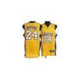 Wholesale 10pcs a lot Los Angeles Lakers #24 Kobe Bryant yellow jerseys size:48, 50, 52, 54, 56