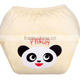 yellow panda pattern printed 100 cotton reusable baby cloth diaper