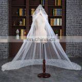 HSP1703 White 3 Meters Long Bridal Veils 1 Tier Layer Vintage Wedding Accessories Wedding Veil Lace Appliques thumbnail-4
