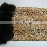 Animal Prints Pashmina Shawls With Fur Ball