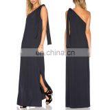 2016 Wholesale Factory Direct Women Black One Shoulder Long Maxi Dress thumbnail-1