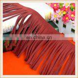 Italy design wholesale burgundy suede leather tassel fringe for jacket/women dresses/woman wear/handbags