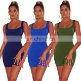 Women 2020 New Arrival One-piece One Piece Jumpsuit Sexy Short Bodycon Casual Blank Fluorescent Color Romper Jumpsuit thumbnail-1