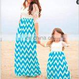 2019 Women Mommy and me Maxi Dresses Baby Girls Lace Zigzag Chevron Dress (this Link for WOMAN) thumbnail-3
