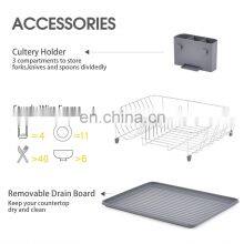 Dish Rack, Large Capacity Dish Drainer, Dish Drying Rack With Cutlery Holder thumbnail-2