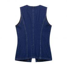 European and American Style Slim Fit Denim Vest+high Waisted Shorts Set thumbnail-3