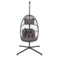 Modern Style Single Seat Garden Swing Chair 2025 New Launch KD Rattan Hanging Chair for Bedroom Courtyard Gym and Outdoor Furniture thumbnail-1
