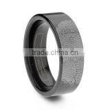 6mm 8mm Black Tungsten Fingerprint Ring, New Design Black Plated Tungsten Fingerprint Ring thumbnail-1