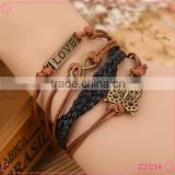 Personalized Multi Layer leather Bracelet Love with owl Bracelet Fashion Bracelet for Couple