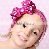 NEW HOT SALE!!15colors for Choose Fashion Baby Girls Metallic Messy Big Bow Golden Headbands With Bow