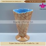 Customized ceramic ice cream cup in blue color