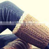Fashion Button Lace Knitting Leg Warmers Women Ruffled Hand Knit Winter Leg Warmer