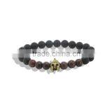 2016 Fashion Gold & Silver Spartan Knight Helmet Lava Stone Beads Bracelet for Men thumbnail-2