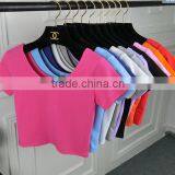 Sports Woman Plain Black Crop Top thumbnail-3