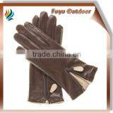 Classic Zhejiang Long Apricot Winter Lambskin Plain Style Lined Women Winter Gloves Women