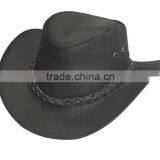 AUSTRALIAN STYLE LEATHER OUTBACK BUSH HAT UNISEX BLACK