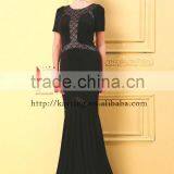Simple Short Sleeve Spandex Cotton Mermaid Evening Long Dress thumbnail-3