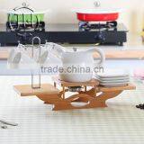 Luxury/Europeanism Bamboo Material Coffee Tea Set Holder With Stainless Steel Rack thumbnail-1