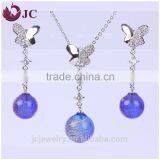 Women Silver 925 Fashion Aromatherapy Jewellery Butterfly Necklace and Earring Sets