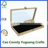 Wooden Craft Oriental Jewelry Box Glass Lid Box Glass Top Jewelry Display Box