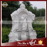 Western-Style Lady Statue White Marble Wall Fountain thumbnail-2