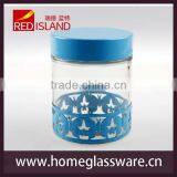 Set 4 Glass Food Storage Jars With Stainless Coating