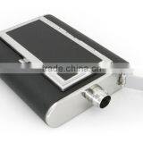 6 OZ Stainless Steel Wine Bottles Stick Black Twill Leather Cigarette Case thumbnail-6