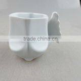 Diamond White Coffee Cup With Butterfly Handle thumbnail-1