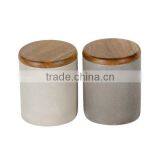 Cermaic Jars for Bath Salts Marble Cement Skin Care Containers With Wood Lids thumbnail-2