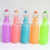 New Design Cheap Fluorescent Color 1L 500ml 250ml Clear Glass Swing Top Bottles thumbnail-1