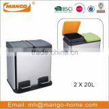 60L Two Compartments Stainless Steel Pedal Recycle Bins thumbnail-5