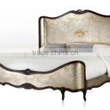 Royal Elegant English Style Victorian Silver Floral Painted Solid Wood Crown Bed With Matching Bedroom Items BF12-05244a thumbnail-2