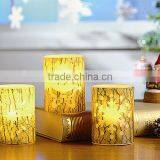 S/3 Tree Bark Decorative Flameless LED Christmas Candles thumbnail-1