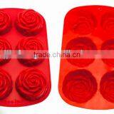 6PCS Small Rose Shape Silicone Cake Tray Cake Mould/Silicone Baking Tray thumbnail-1