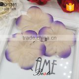 Unique gradient double color rose silk flower petal for hat decoration