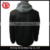 Hot Sale High Quality Washed pu Leather Fleece Hoody Men pu Jacket thumbnail-3