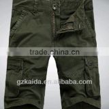 100% Cotton Twill Washed Fabric Men's Short Pants with Multi Pockets