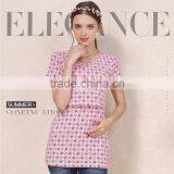 Thin Section Short Sleeve Nursing Clothes Floral Breastfeeding Clothing Cotton Maternity Mother Outdoor Tops thumbnail-3